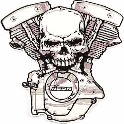 PGY Imitation Leather Skeleton Badge Punk Style Bike Patch Large Embroidery Biker Patch Motorcycle Patches Clothes Jeans Patch