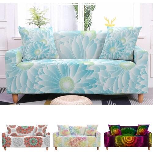 Stretch Manda Flower Couch Cover Macaron Elastic Sofa Cover Sectional Slipcover Armchair for Living Room Christmas Decor
