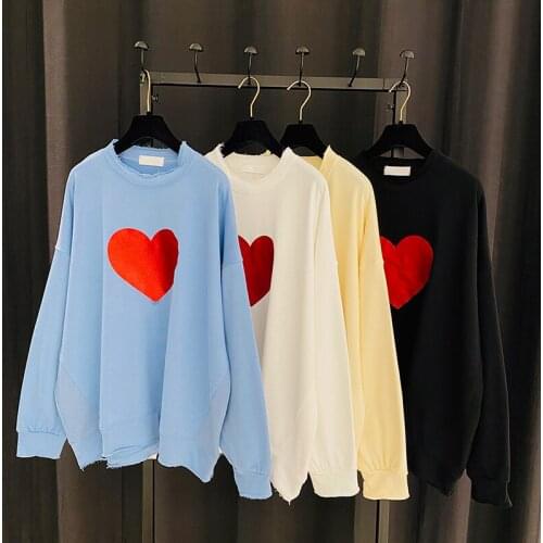 2020 Autumn Hoodies Woman Korean Style Loose Pullover Round Neck Cotton Womens Mid-Length Sweatshirt Oversized Student Top