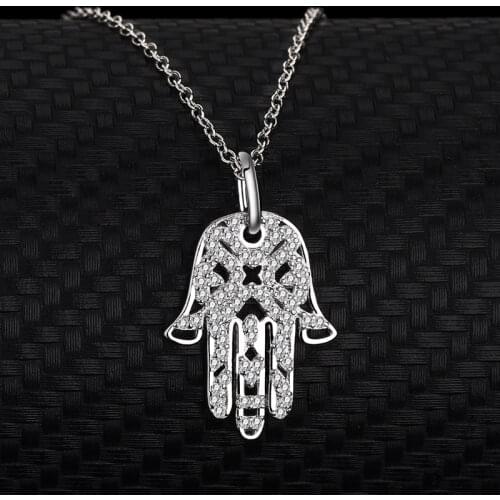 S925 Sterling Silver Europe And The United States Fashion Hand of Fatima Necklace Lucky hand Jewelry Pendant Factory wholesale