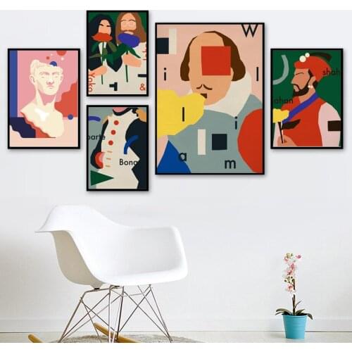 Spoof artist hit color Plaster statue Wall Art Canvas Painting Nordic Posters And Prints Wall Pictures For Living Room Decor