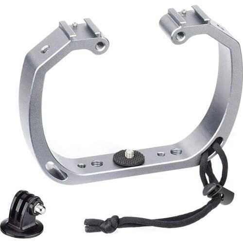 Underwater Diving Rig With Cold Shoe Mounts & Wrist Strap For Goprohero3, Hero4, Hero5, Hero6, Hero7 And Other Waterproof Action