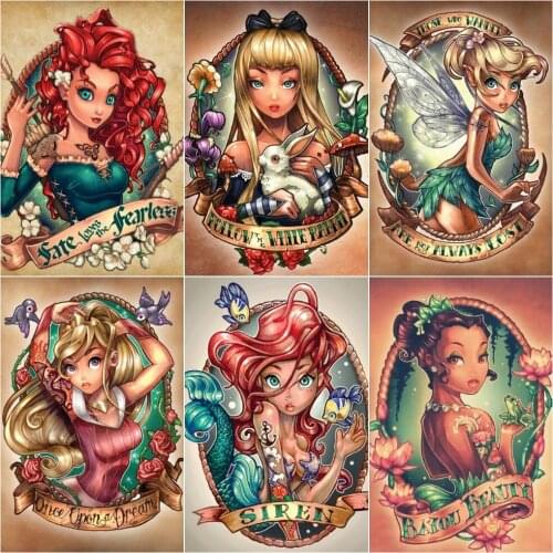 Full Square 5D Diamond Painting Fairy Cartoon Princess Girl DIY Home Decor Gift Rhinestone Embroidery Mosaic Picture