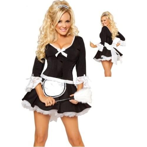 Fancy Maid Cosplay Dresses Free Shipping Maid For Fun French Maid Outfit 3S1051 Adult Sexy Maid Costumes