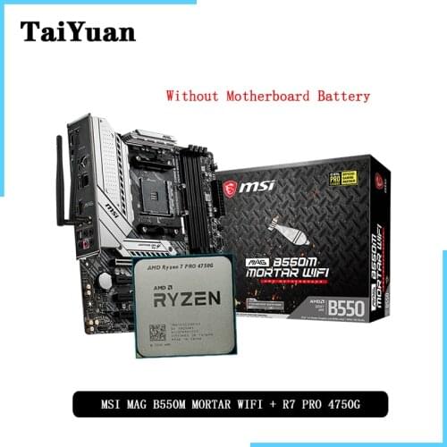 AMD Ryzen 7 4750G R7 4750G CPU + MSI MAG B550M MORTAR WIFI Motherboard Suit Socket AM4 All new but without cooler