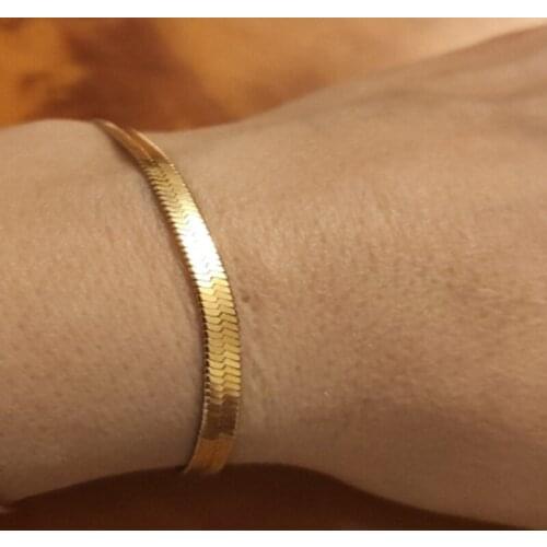 JUST FEEL Charm Snake Chain Bracelet for Women Girls Gold Color Link Metal Bracelet Bangle Minimalist Bohemian Jewelry Gift