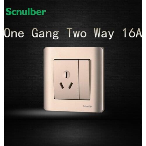 86mm champagne 16A 3 pin 250v switched socket and 1 gang 2 way wall switch