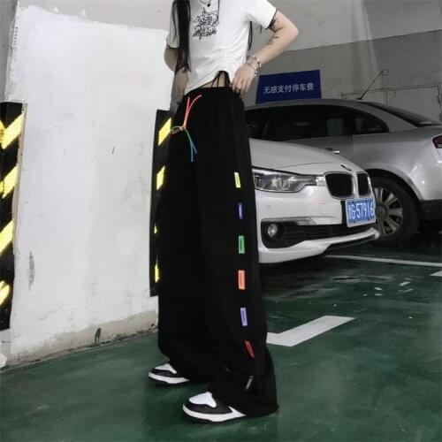HOUZHOU Black Wide Leg Pants Women Summer Harajuku Oversize Streetwear Korean Fashion Hip Hop Baggy High Waist Loose Trousers