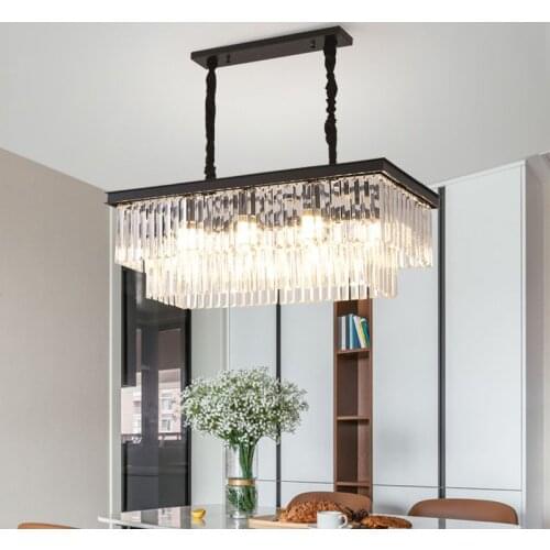 Modern crystal chandelier industrial retro household living room lamp children bedroom dining table LED rectangular WF102004