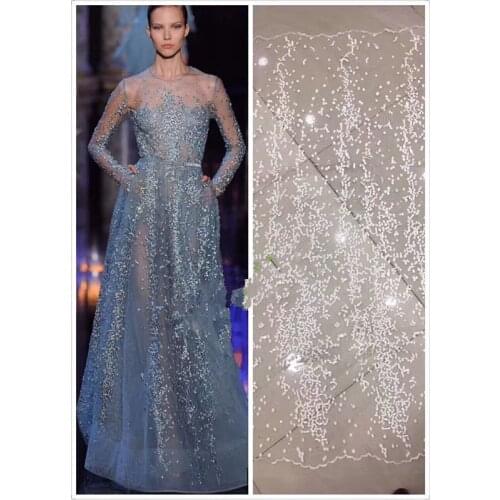 High Quality Hand Embroidery African Nigerian SYJ-5718 Lace Fabric French Net Tulle Lace Fabric For party Dress