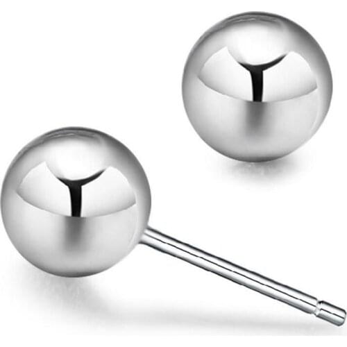 Luxury Brand Charm Authentic Pure 925 Silver Round Bead Ball Stud Earrings For Women Daily Wear Silver Earring Jewelry