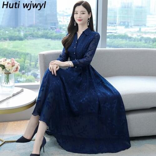 2021 Vintage Casual Plua Size Midi Dresses Spring Autuumn Pink Chiffon Beach Maxi Dress Elegant Women Party Sexy Runway Vestidos