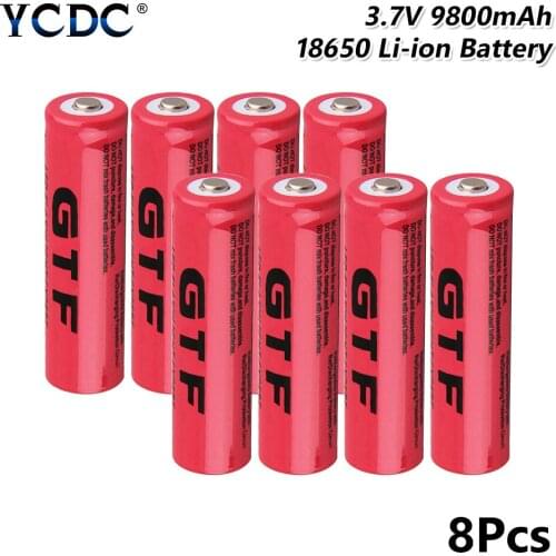 1/2/4/6/8pcs 3.7V 9800mAh GTF 18650 Li-ion Lithium 18650 Cells Rechargable Long Life Circles For Led Torch Power Bank Flashlight