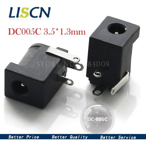 10PCS DC-005C DC-005 Black DC Power Jack Socket Connector DC005C 3.5*1.3mm 1.3 socket Round the needle
