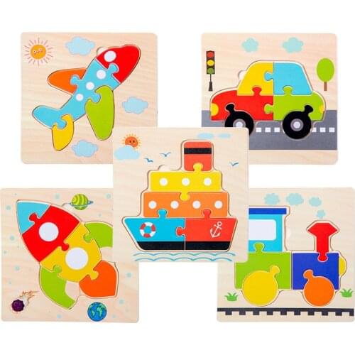 5/10pcs Puzzle 3D Wooden Montessori Cartoon Animals Children Toys 15*15 CM High Quality Educational Toys For Children