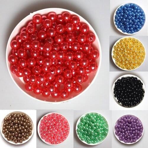 50PCS/6MM Multi-Color ABS Imitation Pearl Round Beads With Holes DIY Bracelet Earrings Small Ornaments Beads Necklace Jewelry Ma