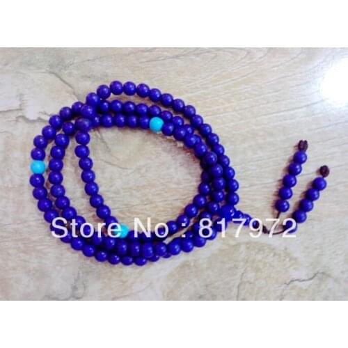 6mm Bead blue lapis lazuli stone howlite Prayer Mala Rosary Bead 108 Buddha beads Necklace bracelet Both Women & Men gift