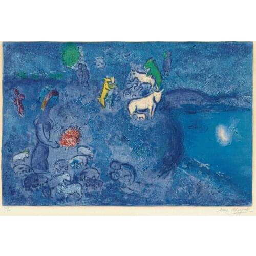 Abstract figures cute sheep people night scenery oil painting canvas printings printed on canvas wall art decoration picture