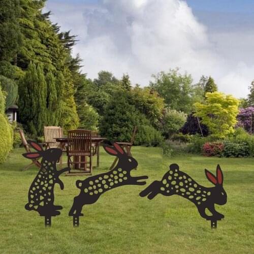 Acrylic Tin Garden set 3 Decoration animal stake chicken rabbit cat