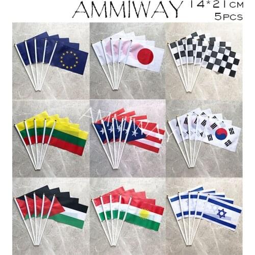 AMMIWAY 14x21cm European Union Japan F1 Racing Karierten Lithuania Puerto Rico South Korea Palestine Kurdish Israel Hand Flag