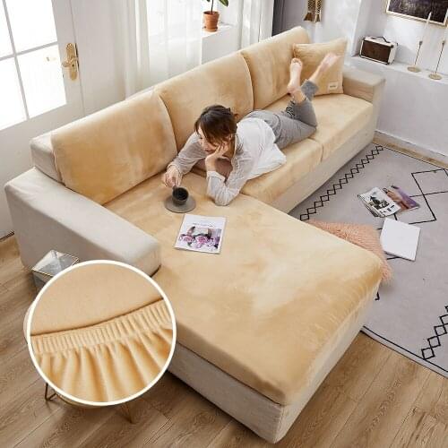 Velvet Sofa Seat Covers for Living Room Cushion Soft Stretch Sectional Couch Slipcovers Elastic Funiture Protector 1/2/3/4seat