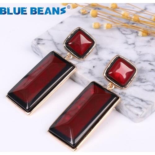 Bohemian Resin dangle earrings for women fashion Simple metal Gold earrings geometric statement Punk Girl party Earrings Jewelry