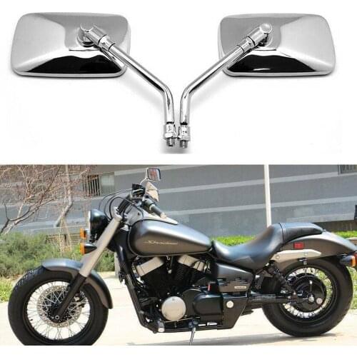 10mm Chrome Motorcycle Rectangular Rear View Side Mirrors For Honda Shadow 750 Rearview Side Mirrors