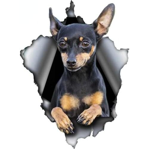 3D Interesting Graphics Dog Car Sticker Torn Metal Decal Waterproof Reflective Vinyl Waterproof Scratch-Proof Stickers Kk13*10cm