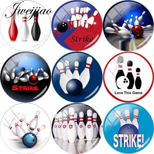 JWEIJIAO Love Bowling DIY Glass Cabochon Dome Bowls Picture Demo Flat Back Making Findings For Keychain Necklace Custom
