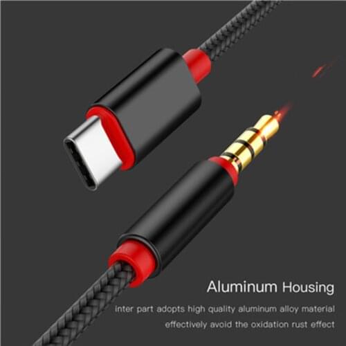 Type-c To 3.5mm Audio Adapter Cable 4-pole Braided AUX Audio Lines Car Audio Headphone Cable Male Audio Jack Adaptor Wire Line