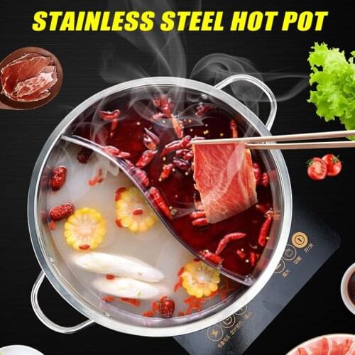 Hot Pot Stainless Steel Twin Divided 2 Handle Cooking Pot Cooking Supplies
