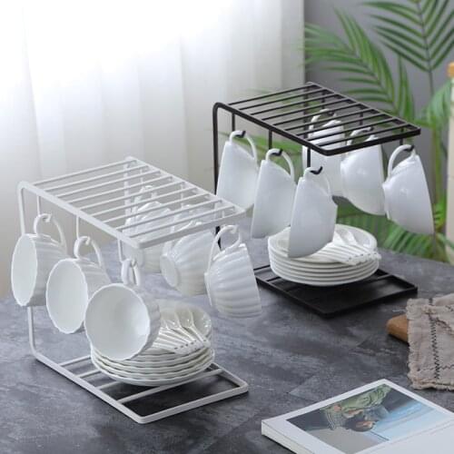 Creative household cup drain rack cup rack wrought iron white coffee cup coffee cup rack storage rack WF107245