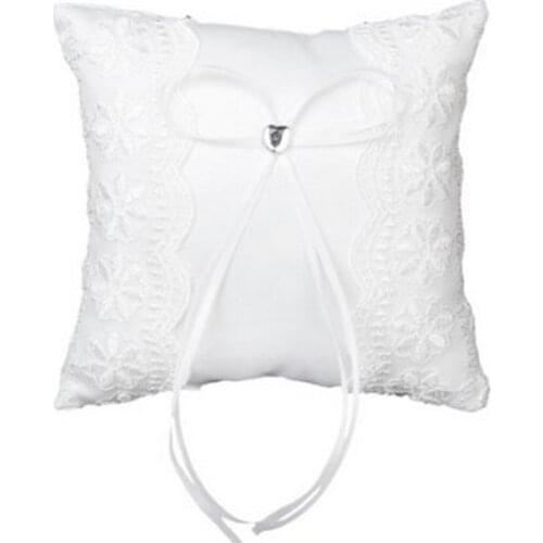 Lace Flower Lovely Ring Pillow Bridal Wedding Ceremony Pocket Ring Pillow Cushion Bearer with Ribbons Wedding Decoration 15*15cm