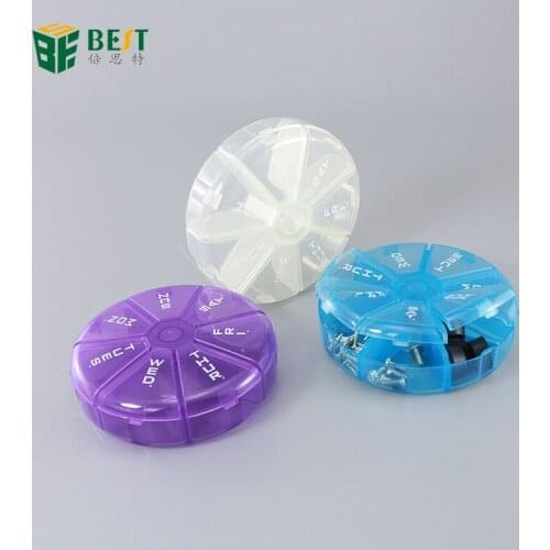 BEST R583 Weekly Rotating Pill Box Travel Splitter Pill Organizer Medicine Box Cutter 7 Day Pill Container