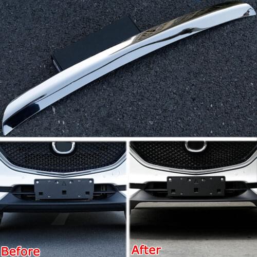 Stainless Car Exterior Front Bumper Lip Lower Grill Cover Trim Strip Decal Fit For Mazda CX-5 2017 Car Styling Accessories