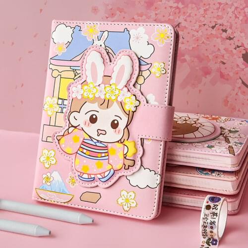 2021 New Handbook Contracted Cherry Blossom Girl Heart Grid Grid Grid Notebook Notebook Handbook Journal Cute Notebook