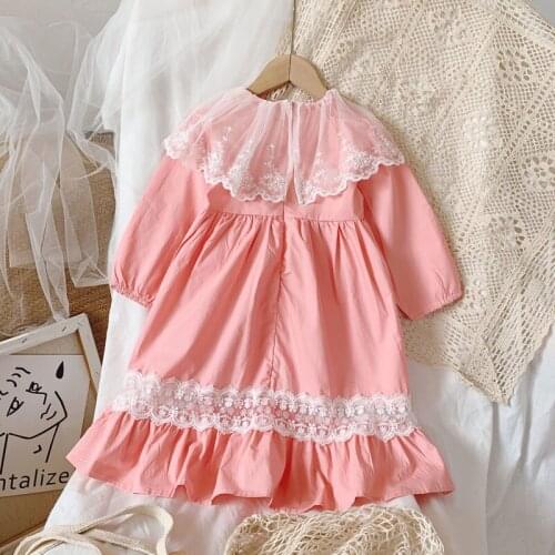 2020 Autumn Casual Solid Girls Dress Lace Kids Dresses For Girls High Quality Fashion Girl Clothes