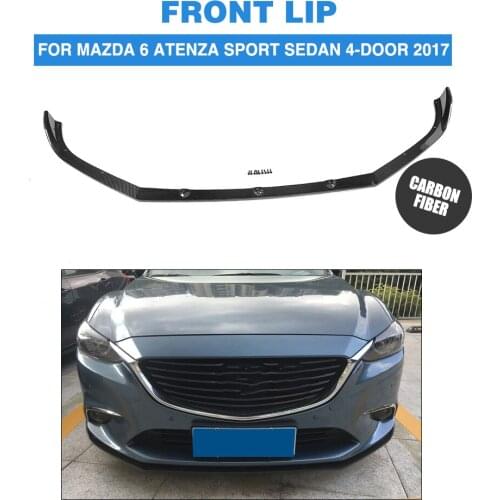 Carbon Fiber Front Lip Spoiler for Mazda 6 Atenza Sport Sedan 4-Door 2017 Bumper Guard Car Tuning Parts FRP Unpainted