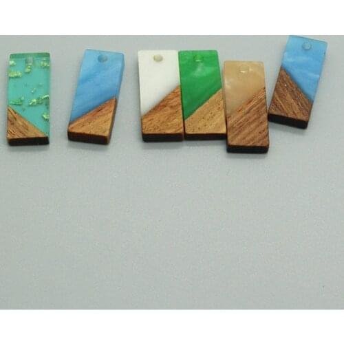 2/4/6pcs Small Rectangle Gold Foil Earring Charms Small Wooden Resin Pendants For Necklace Bracelet Accessory Diy Jewelry Make