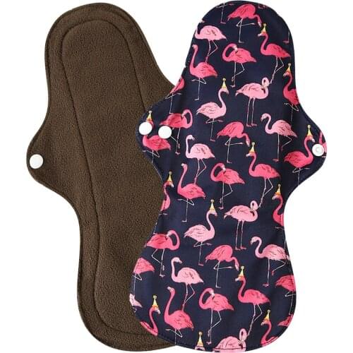 Drop Shipping 1pc Washable Heavy Flow Night Use Feminine Hygiene Cloth Menstrual Pads Sanitary Pad with Bamboo Charcoal Inner