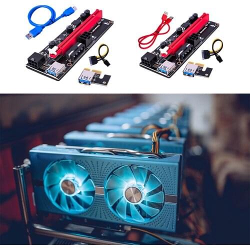 Newest VER009 USB 3.0 PCI-E Riser VER 009S Express 1X 4x 8x 16x Extender Riser Adapter Card SATA 15pin to 6 pin Power Cable