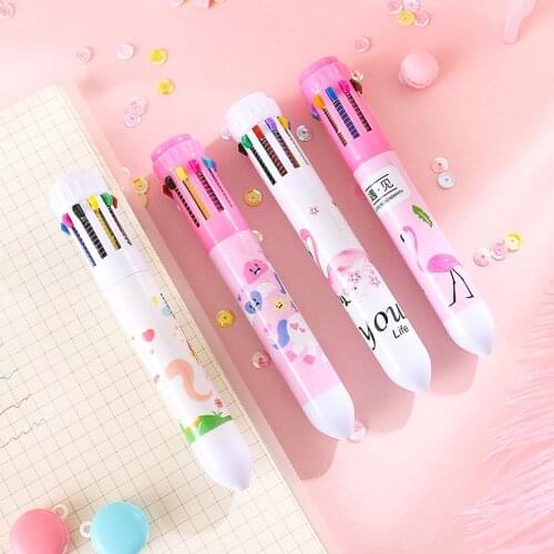 36 pcs/lot Cartoon Unicorn Flamingo10 Colors Ballpoint Pen Cute Press ball pens School Office writing Supplies Stationery Gift