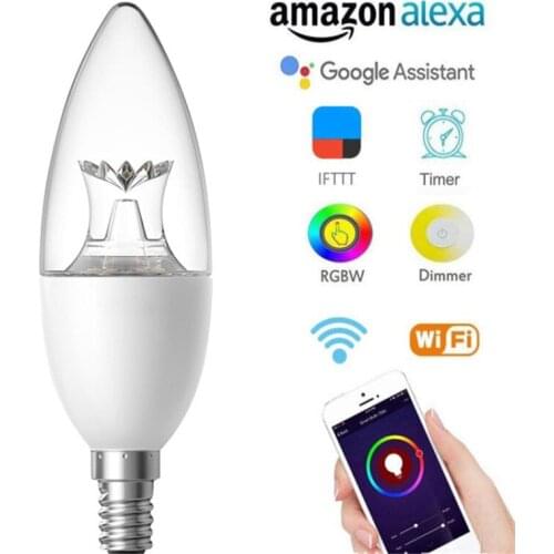 Smart wifi bulb led lamp E14/E27 smart home dimming RGB Alexa Google IFTTT smart speaker voice control 6W LED decorative lights