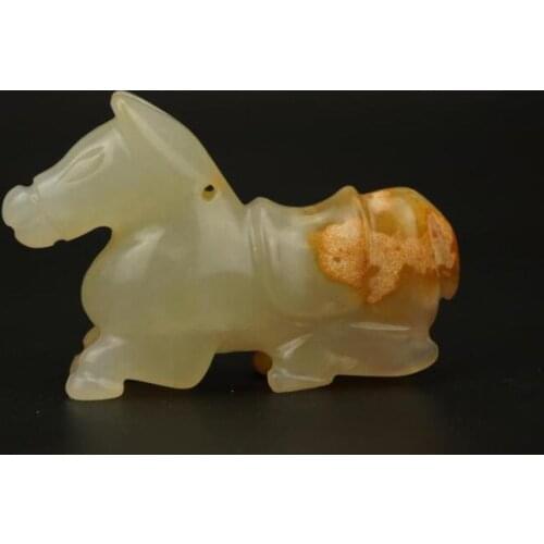 Jade horse statue, sculpture handmade Xiuyu