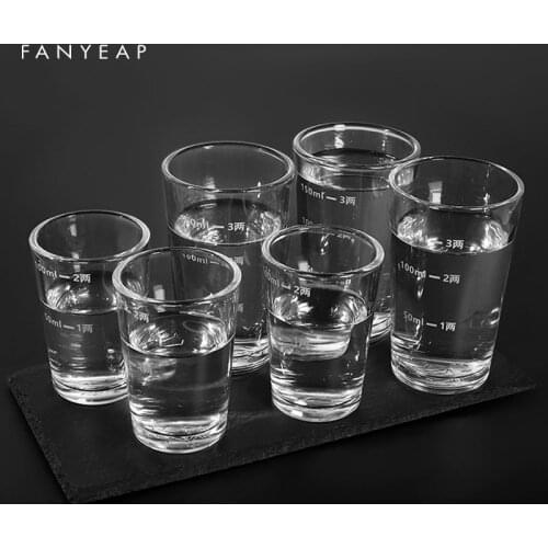 Glass Distributor Small Wine Bottle Scale Liquor Cups Measuring Cup Glass Cocktail Bartender Measurer Scale Cup Liquor