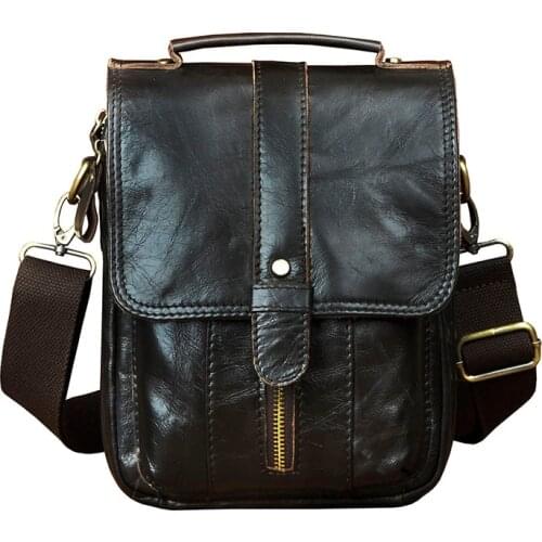 Quality Leather Male Designer Casual Shoulder Stap Messenger bag Fashion 8" Tablets Tote Cross-body Mochila bag For Men 146