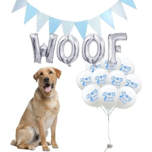 12inch Cartoon Dog Footprint Happy Birthday Latex Balloon for Pet Puppy Dog Birthday Party Decoration Garland Banner Letter Woof