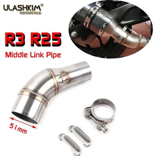Motorcycle exhaust link pipe middle pipe R3 exhaust R25 link pipe MT03 muffler MT03 exhaust fit for 51mm inlet exhaust