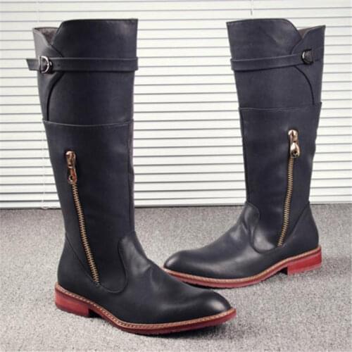 High Top Desert Tactical Military Boots Mens Leather Motorcycle Boots Army Combat Boots Fashion Male Gothic Belt Punk Boots