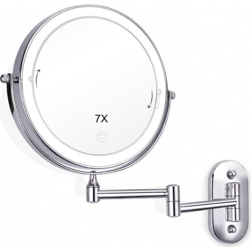 Led Mirror Bathroom Wall Mount Make up Mirror with Led Light Illuminated Makeup Mirror 2-face 1X 7X Magnifying espejo con luz